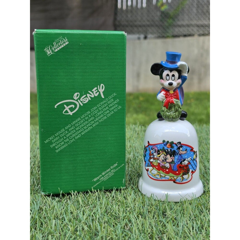 Walt Disney Schmid 1988 Mickey Mouse" Warm Winter Ride "  Bell  In Original Box